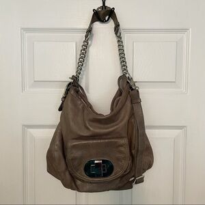 Badgley Mischka Grey Leather Convertible Crossbody